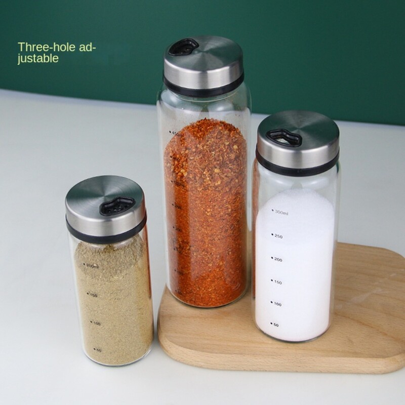 Μπουκάλι από γυαλί υψηλής περιεκτικότητας σε βοριοπυριτικό μπαχαρικό Μπουκάλι με περιστροφικό καπάκι κουζίνας αλάτι σουσάμι