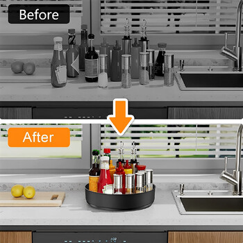 Въртящ се на 360 градуса шкаф Органайзер с въртяща се маса Кухненски рафт за съхранение на подправки Стойка за съхранение на козметични подправки Рафт за съхранение на въртяща се тава