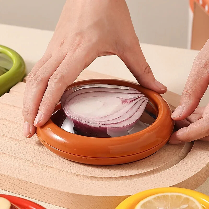 Korduvkasutatav toidusäästja kast pooleks lõigatud puuviljade värskendus, kokkutõmmatav kilega säilituskonteiner puuviljade säilitamise tihendiga kate Köögitööriistad