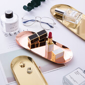 Metallist roostevabast terasest kuldplaat, roosa hõbedane, ovaalne, kosmeetikahoidik, ehete väljapaneku tarvikud.