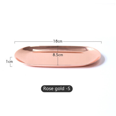 Metallist roostevabast terasest kuldplaat, roosa hõbedane, ovaalne, kosmeetikahoidik, ehete väljapaneku tarvikud.