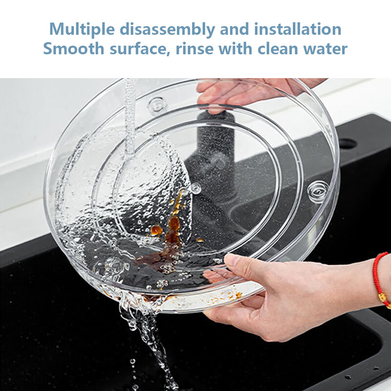 Περιστρεφόμενο 360 μοιρών Δίσκος αποθήκευσης καρυκευμάτων Πάγκος κουζίνας Περιστρεφόμενο μπουκάλι τροφίμων Διαφανές στρογγυλό πιάτο Πλαστικό δοχείο τροφίμων