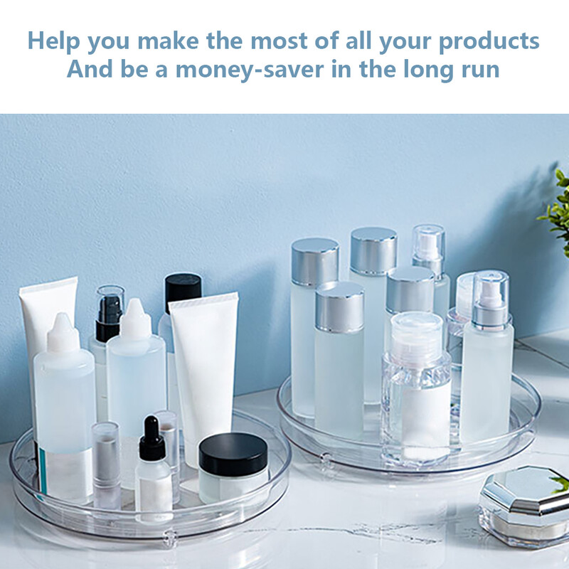 Περιστρεφόμενο 360 μοιρών Δίσκος αποθήκευσης καρυκευμάτων Πάγκος κουζίνας Περιστρεφόμενο μπουκάλι τροφίμων Διαφανές στρογγυλό πιάτο Πλαστικό δοχείο τροφίμων
