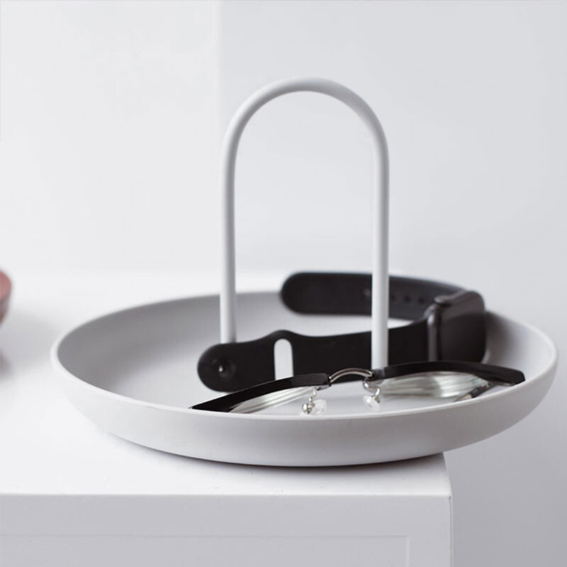 Δίσκος αποθήκευσης επιφάνειας εργασίας Nordic πλαστικοί στρογγυλοί δίσκοι κοσμημάτων Σαλόνι Τραπέζι κουζίνας Τραπέζι γεύματος Δίσκος σνακ με λαβή Διακόσμηση σπιτιού