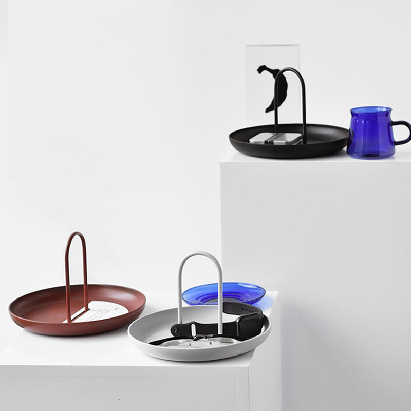 Δίσκος αποθήκευσης επιφάνειας εργασίας Nordic πλαστικοί στρογγυλοί δίσκοι κοσμημάτων Σαλόνι Τραπέζι κουζίνας Τραπέζι γεύματος Δίσκος σνακ με λαβή Διακόσμηση σπιτιού