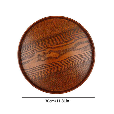 Puidust kaubaalus 33 cm ümmargune õhtusöögitaldrik majapidamistoidu puuviljade serveerimisalus Resturant Deseert Taldrik teelaua serveerimisnõud
