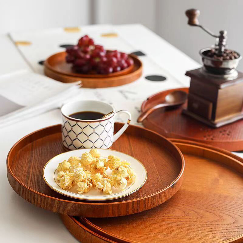 Puidust kaubaalus 33 cm ümmargune õhtusöögitaldrik majapidamistoidu puuviljade serveerimisalus Resturant Deseert Taldrik teelaua serveerimisnõud