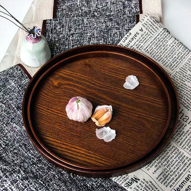 Puidust kaubaalus 33 cm ümmargune õhtusöögitaldrik majapidamistoidu puuviljade serveerimisalus Resturant Deseert Taldrik teelaua serveerimisnõud