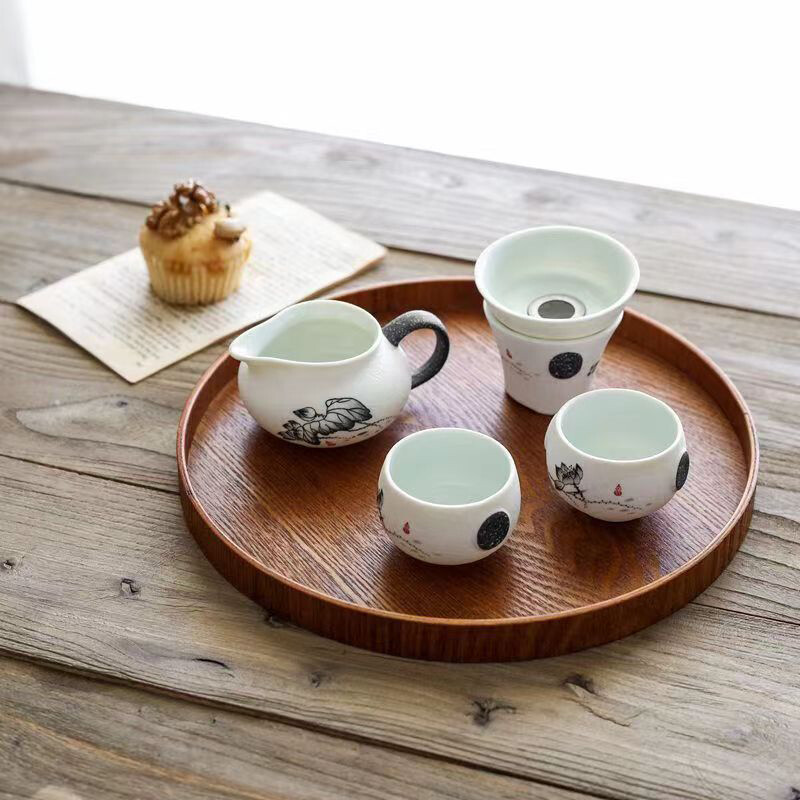 Puidust kaubaalus 33 cm ümmargune õhtusöögitaldrik majapidamistoidu puuviljade serveerimisalus Resturant Deseert Taldrik teelaua serveerimisnõud