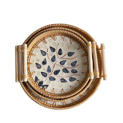 Rotangist kandikutaldrikud Pärastlõunatee kandik toidu serveerimiseks Toidutaldriku serveerimiseks suupisteroog Magustoit Puuviljad Kuivad maiustused Kook Avaleht