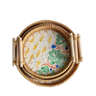 Rotangist kandikutaldrikud Pärastlõunatee kandik toidu serveerimiseks Toidutaldriku serveerimiseks suupisteroog Magustoit Puuviljad Kuivad maiustused Kook Avaleht