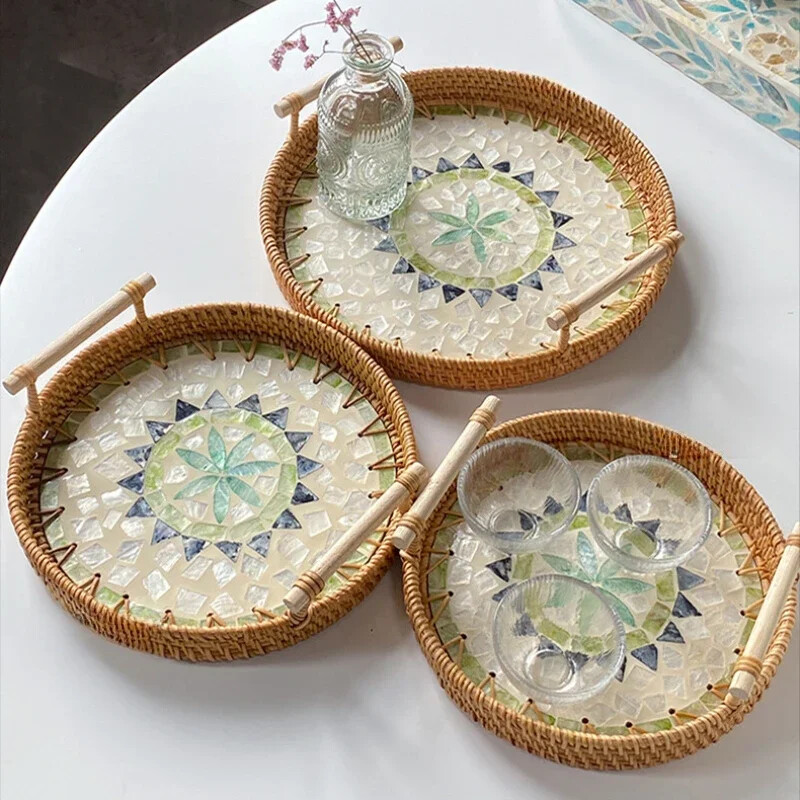 Rotangist kandikutaldrikud Pärastlõunatee kandik toidu serveerimiseks Toidutaldriku serveerimiseks suupisteroog Magustoit Puuviljad Kuivad maiustused Kook Avaleht