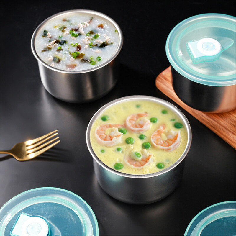 Maisto ruošimo dubenys Nerūdijančio plieno maisto laikymo dubuo su dangteliu Neperšlampami dubenys, daugkartinio naudojimo indai, virtuvės reikmenys