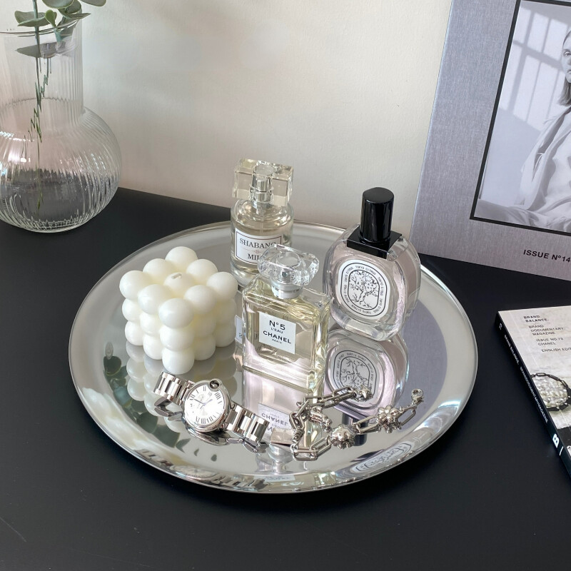 Hõbedane peegelsalv High Sense lauaarvuti hoiuruum Kosmeetika Ehted Mitmesugused võtmed Dekoratiivne roostevabast terasest karp