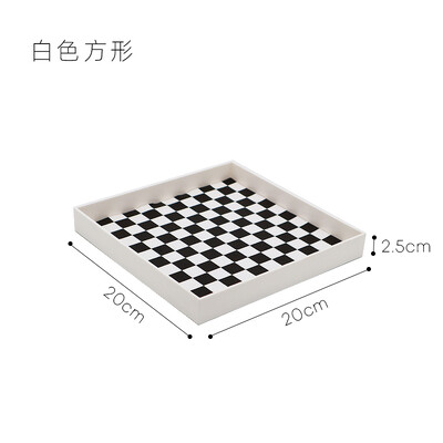 Epeiushome Nordic Ins Style Черно-бяла шахматна табла за настолен плот Квадратна тава за съхранение с форма на полумесец Тава за архивиране