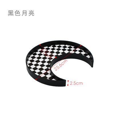 Epeiushome Nordic Ins Style Черно-бяла шахматна табла за настолен плот Квадратна тава за съхранение с форма на полумесец Тава за архивиране