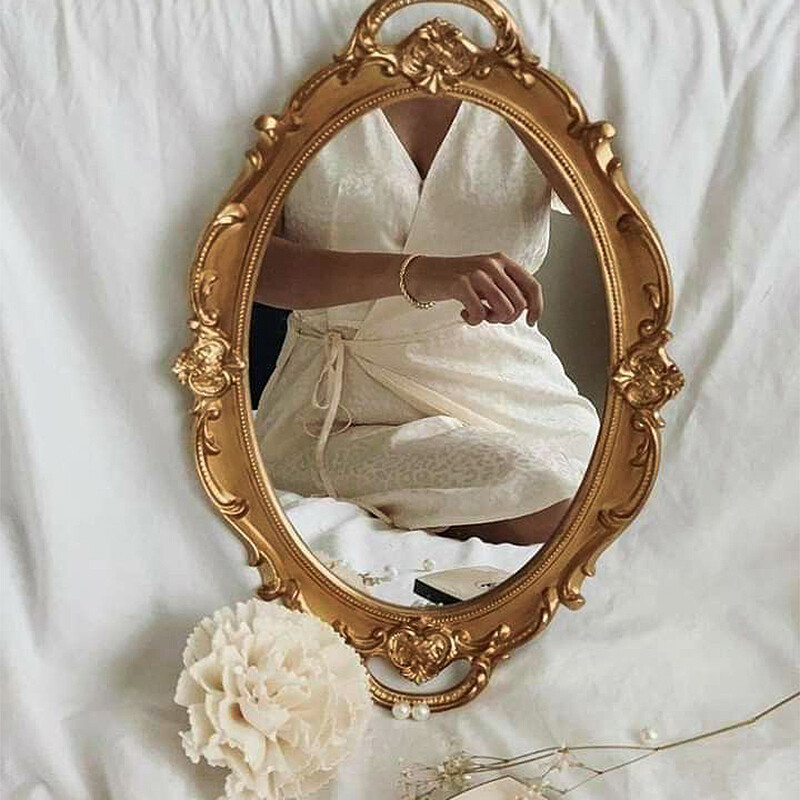 Retro-Euroopa plastist peeglist ehete hoiualus Pulmapidu Magustoit Tassikoogialdriku fotograafia Rekvisiidid Magamistoa Kodukaunistused