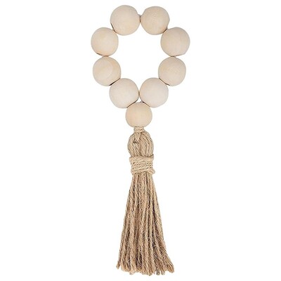 1/12 TK Puidust helmestega salvrätikurõngad Tuttide vanik Talumaja helmed Maalähedased maa-laua salvrätikuhoidja Pulmad Kodu Boho Decor