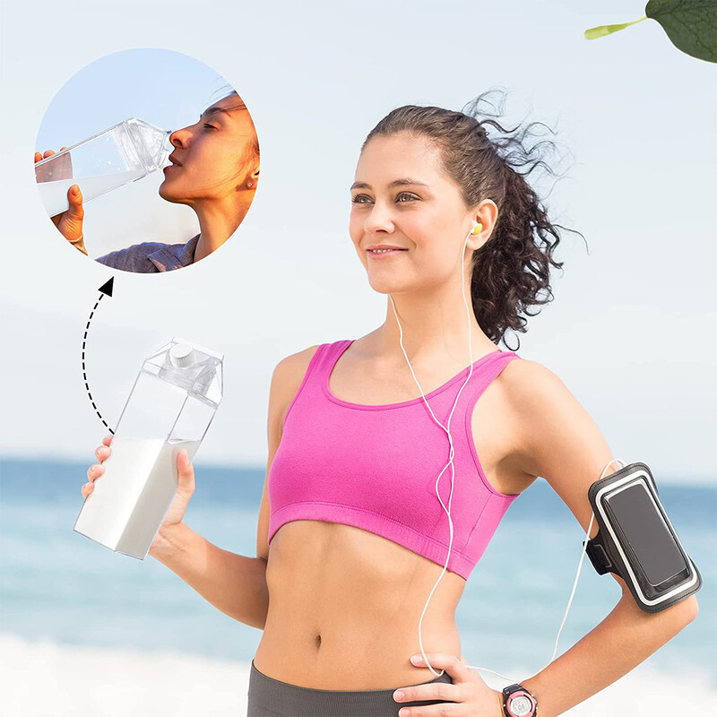 500/1000ML картонена кутия за мляко Бутилка за вода Прозрачна непропусклива кутия за мляко Бутилка за вода Преносима многократна употреба Сок Чай Бутилки за мляко Чаша за пиене