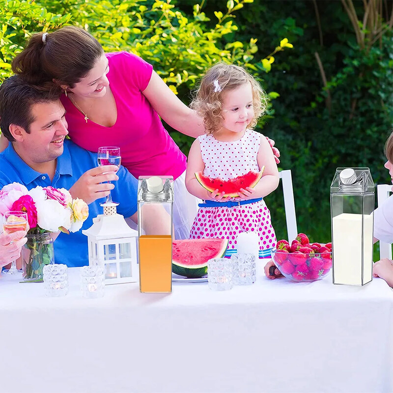 500/1000ML картонена кутия за мляко Бутилка за вода Прозрачна непропусклива кутия за мляко Бутилка за вода Преносима многократна употреба Сок Чай Бутилки за мляко Чаша за пиене