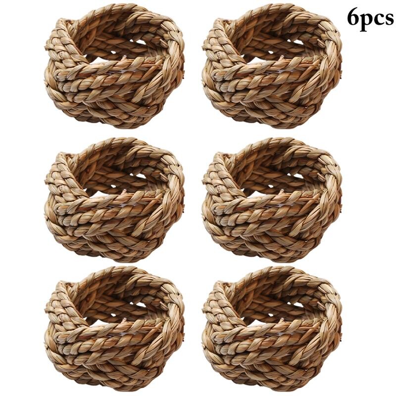 6 τμχ Υφαντό χειροποίητο δαχτυλίδι χαρτοπετσέτας Υφαντό ρουστίκ θήκη για δαχτυλίδι από φυσική χαρτοπετσέτα Διακόσμηση τραπεζιού Ξύλινη αγκράφα για πασχαλινή πετσέτα από μπαστούνι