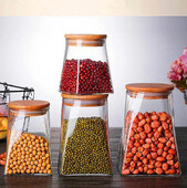 Köögi säilituskarp toit Kuumakindlast klaasist säilituspurk suupistepurgist kõrge boorsilikaatklaasist saab kuivatada puu-tee säilituskarp