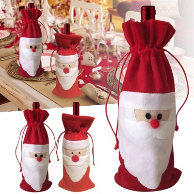 Χριστουγεννιάτικα στολίδια Santa`s Wine Bottle Sleeves Τσάντες κρασιού Τσάντες δώρου Μανίκια κρασιού σαμπάνιας