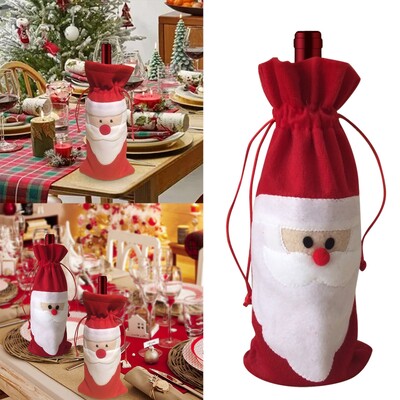 Χριστουγεννιάτικα στολίδια Santa`s Wine Bottle Sleeves Τσάντες κρασιού Τσάντες δώρου Μανίκια κρασιού σαμπάνιας