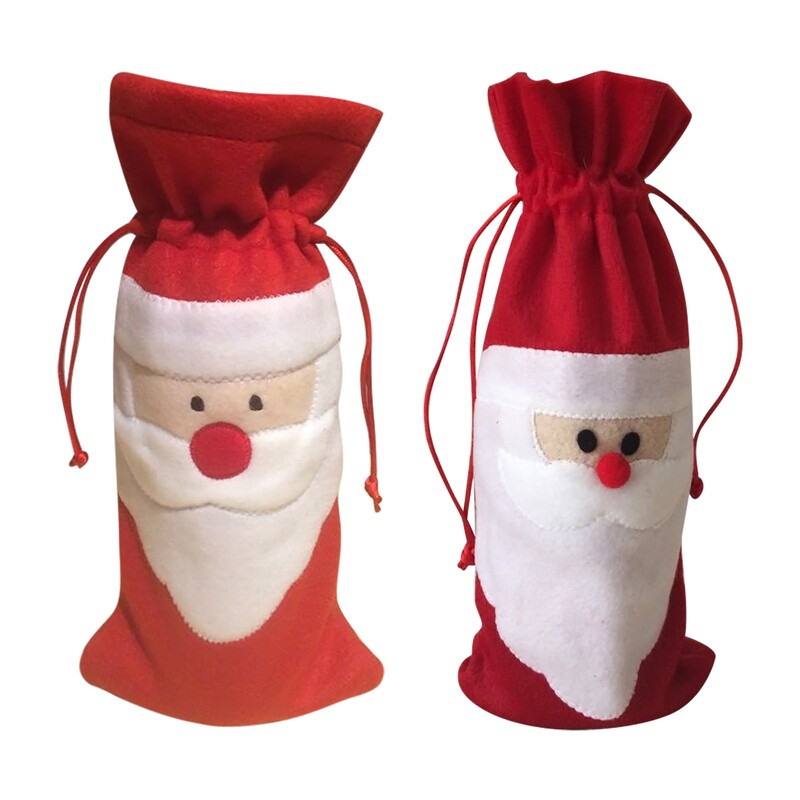 Χριστουγεννιάτικα στολίδια Santa`s Wine Bottle Sleeves Τσάντες κρασιού Τσάντες δώρου Μανίκια κρασιού σαμπάνιας