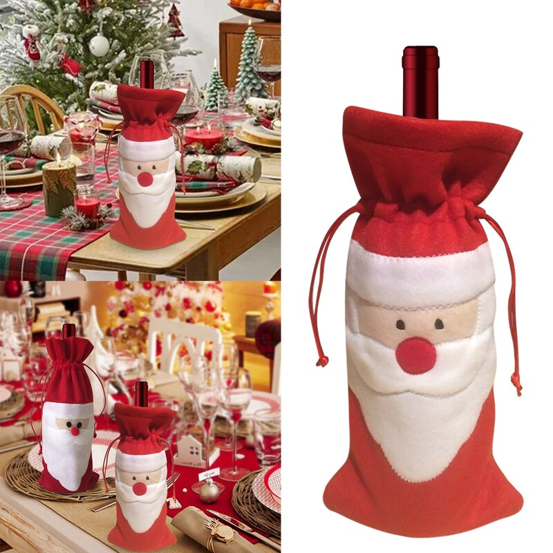 Χριστουγεννιάτικα στολίδια Santa`s Wine Bottle Sleeves Τσάντες κρασιού Τσάντες δώρου Μανίκια κρασιού σαμπάνιας