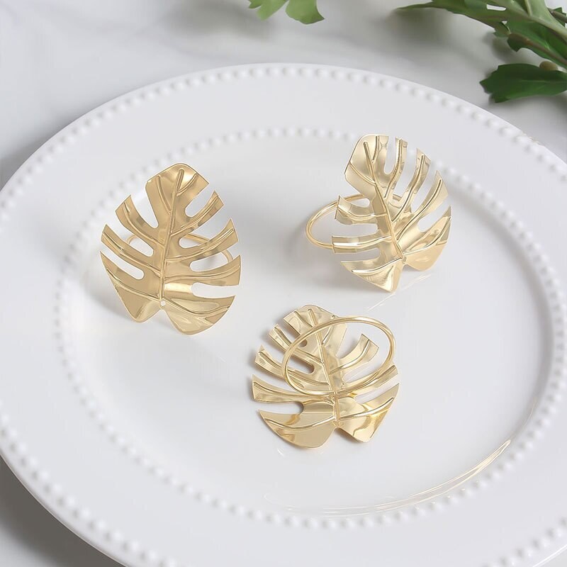 4tk Modern Style Spot Cross-Border Home Plant Simulation Kilpkonna tagumine Leht Salvräti Ring Laua Salvrätikuhoidja Kuldne Salvrätiku Pandla