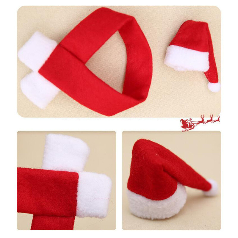 5/1 rinkinio vyno butelių dangteliai Šalikas kepurė Kalėdų vyno butelių papuošimas Naujųjų metų dovana Virtuvės stalo reikmenų dekoravimo priedai