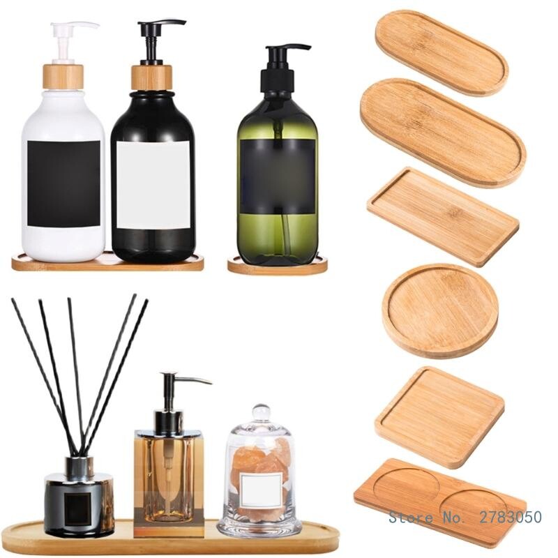 Multifunktsionaalne taimepotihoidik ovaalne bambusest puidust taimealus Vannitoa köögi šampoonialus Ümmargune taime äravoolualus