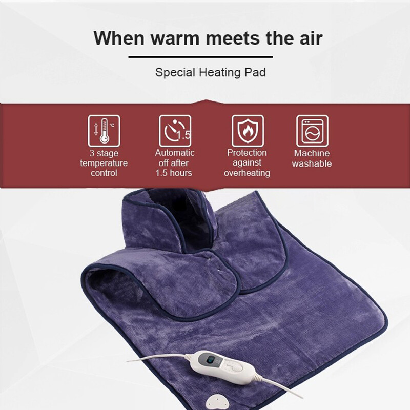 Talvine 220 V EU-pistik, elektriline soojenduspadja soojem, eriti suur kuumutusmähis selja-kaela-õlavalu leevendavaks soojusteraapiaks