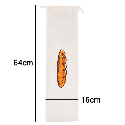 Linane leivakott Suur korduvkasutatav baguette puuvillane nööriga hoiukott Kodune leib, värske keskkonnasõbralik köögikonteiner