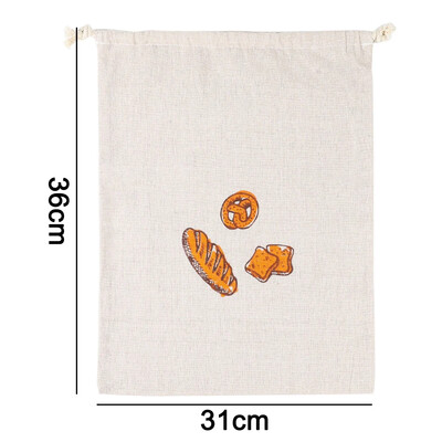 Linane leivakott Suur korduvkasutatav baguette puuvillane nööriga hoiukott Kodune leib, värske keskkonnasõbralik köögikonteiner