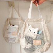 Кухненска висяща мрежеста чанта за многократна употреба Голяма домашна мрежеста чанта за съхранение на плодове и зеленчуци за джинджифил, чесън, картофи, лук, мрежеста чанта