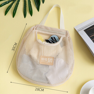 Кухненска висяща мрежеста чанта за многократна употреба Голяма домашна мрежеста чанта за съхранение на плодове и зеленчуци за джинджифил, чесън, картофи, лук, мрежеста чанта