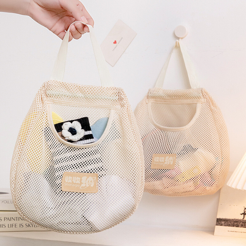 Кухненска висяща мрежеста чанта за многократна употреба Голяма домашна мрежеста чанта за съхранение на плодове и зеленчуци за джинджифил, чесън, картофи, лук, мрежеста чанта