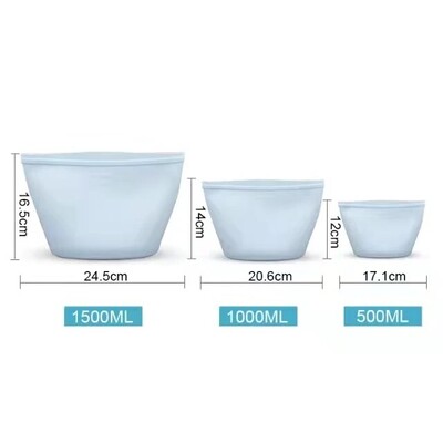 3 TK Silikoonist toidu säilituskott Korduvkasutatav püsttõmblukuga kott Lekkekindlad konteinerid Värske kott Toidu säilituskott Värske mähisega lukuga kott