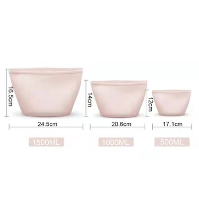 3 TK Silikoonist toidu säilituskott Korduvkasutatav püsttõmblukuga kott Lekkekindlad konteinerid Värske kott Toidu säilituskott Värske mähisega lukuga kott