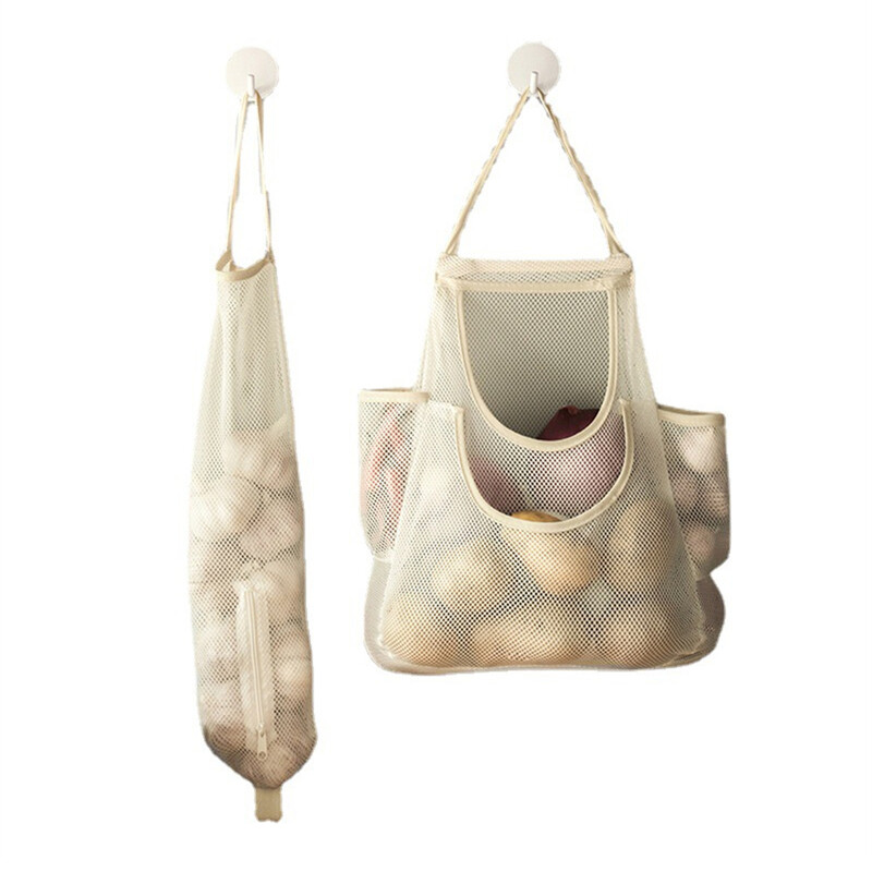 Võrkvõrk Korduvkasutatavad rippuvad hoiukotid Puuviljad Köögiviljad Küüslauk Sibula Korraldaja Kodu Õõnes võrkkott Köögitarvikud
