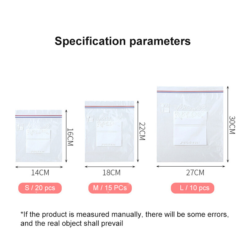 Tõmblukuga konteineriga S/m/l Värskelt säiliv kott Köök Lekkekindel tõmblukuga kott 1 rull-sügavkott köögiviljade ja puuviljade jaoks korduvkasutatav