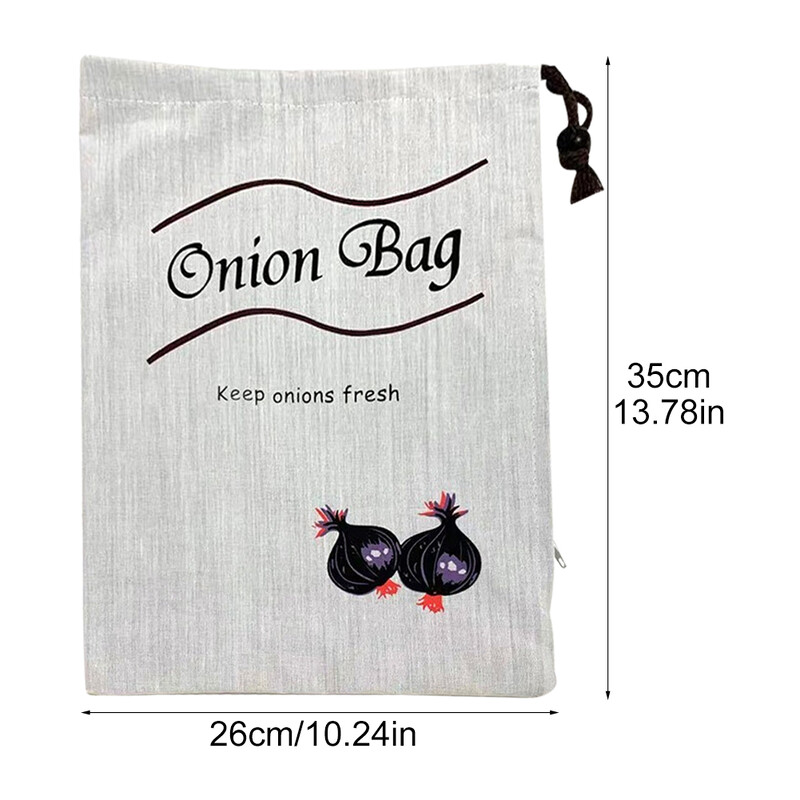 Платнена чанта за съхранение с голям капацитет за многократна употреба Домашна кухня Затъмнение Лук Картоф Поддържайте пресен печат Чесън Зеленчук