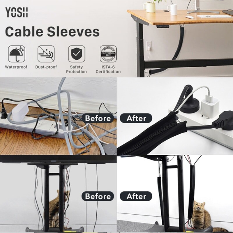 50 cm must kaabli korraldaja Tõmblukuga tüüp TV Arvuti kaabel varrukas isoleeritud kaitsev kontorikaabel peidetud salvestusruumi haldus