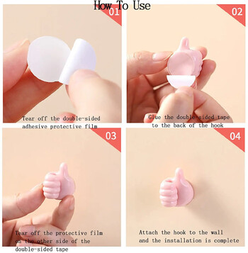 10 τμχ Creative Silicone Thumb Wall Hook Αυτοκόλλητο Thumb Key Hanger Hook Home Data Cable Clip Wire Desk Organizer Αποθήκευση