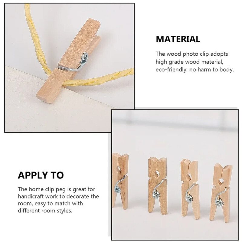 200/50 бр. Мини клип за снимки Направи си сам ръчно изработен занаятчийски клип Memo Paper Peg Щипка за дрехи Дървени скоби за снимки Щипки за декорация на домашен офис
