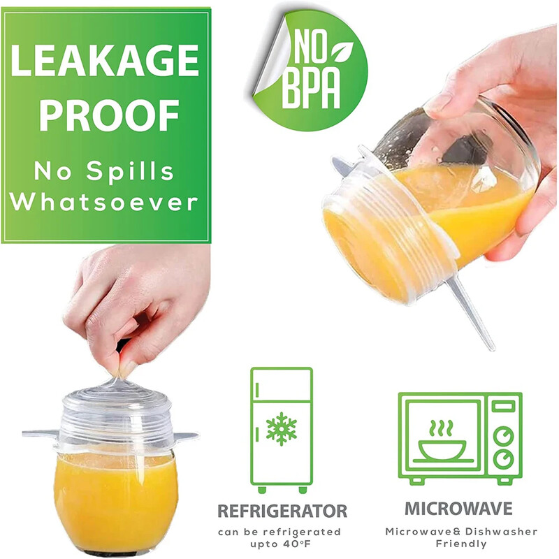 6 бр. Регулируеми еластични силиконови капачки за покриване на храна Универсален съд Подвижен капак Кухненски аксесоари Прибори за кухненска капачка