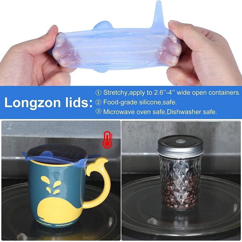 Pakendis 20 tk silikoonist veniv purgikaas, korduvkasutatavad imekaaned, müüripurgi kaaned, toiduhoidla, väikesed kausid, puuviljad, köögiviljad