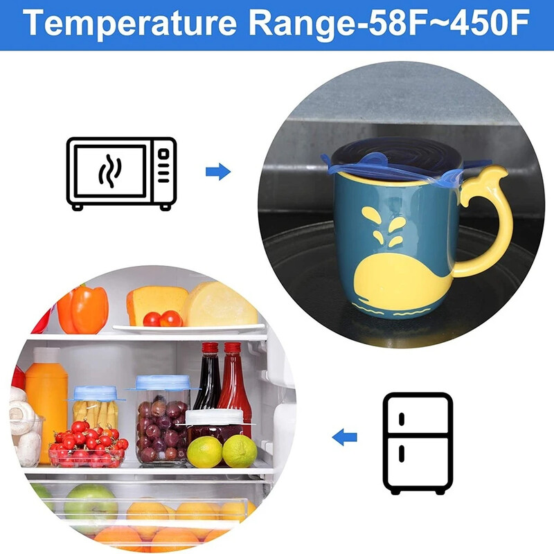 Pakendis 20 tk silikoonist veniv purgikaas, korduvkasutatavad imekaaned, müüripurgi kaaned, toiduhoidla, väikesed kausid, puuviljad, köögiviljad